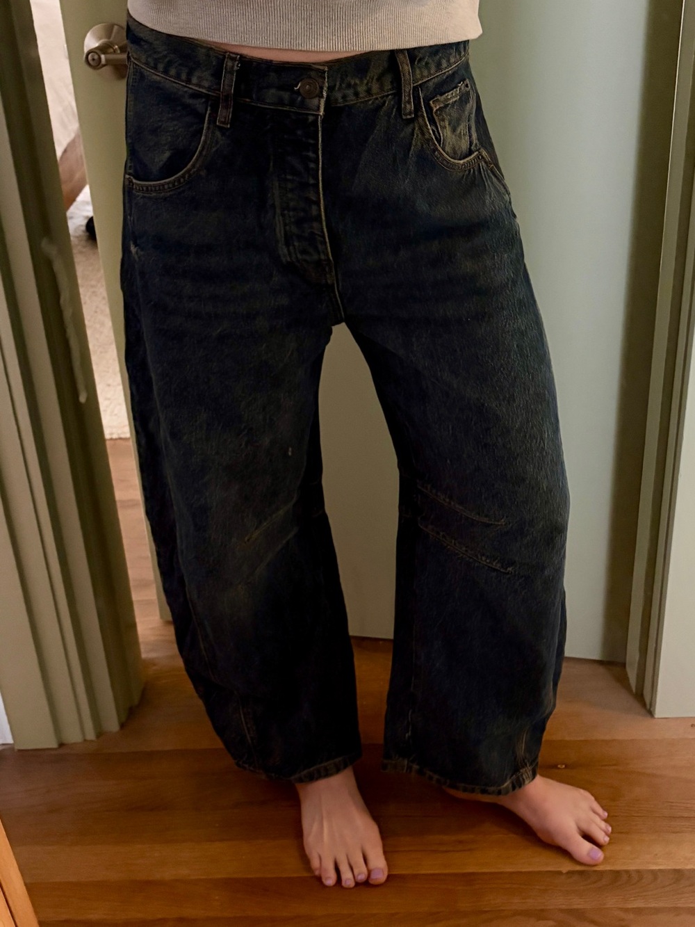Free People Good Luck mid rise barrel jeans - sz 27 - Picture 4 of 4